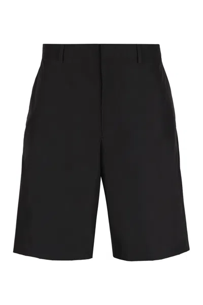 Prada Black Polyester And Cotton Shorts For Men In Black