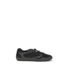 Prada Speedrock Leather And Mesh Fabric Sneakers In Black