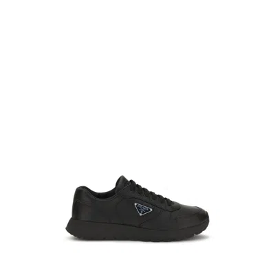 Prada Black Polyester Athletic Sneakers In Purple