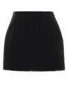 Prada High Waisted Stretch Blend Mini Skirt In Black