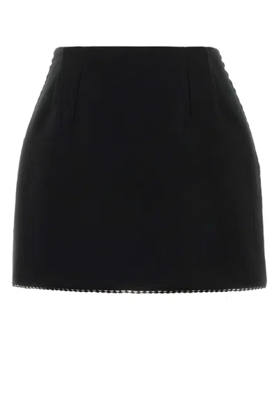 PRADA PRADA BLACK POLYESTER BLEND MINI SKIRT