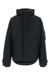 Prada Zip-up Hooded Down Jacket In Nero