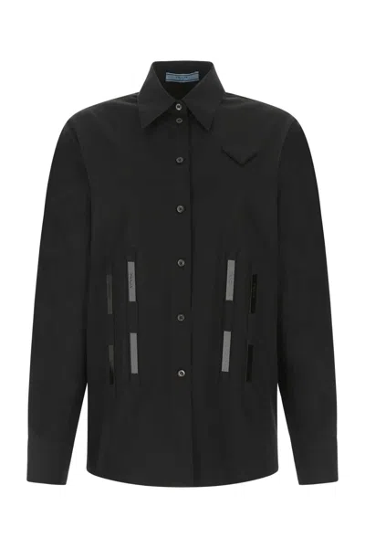 Prada Black Poplin Oversize Shirt In F0002
