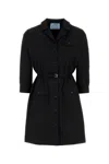 Prada Shirt Dress Poplin 3/4 Sleeves In Black