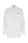 Prada Black Poplin Shirt In White