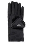 Prada Black Leather Gloves In Black