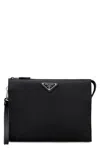Prada Rectangular Re-nylon Clutch With Detachable Wrist Handle