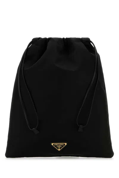 Prada Black Pouch In Re-nylon With Logo