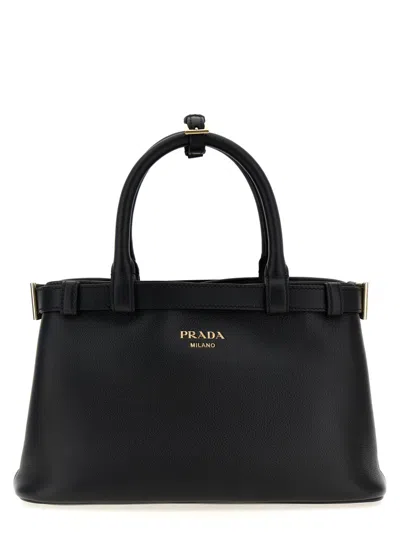 PRADA BLACK PRADA BUCKLE SMALL HANDBAG