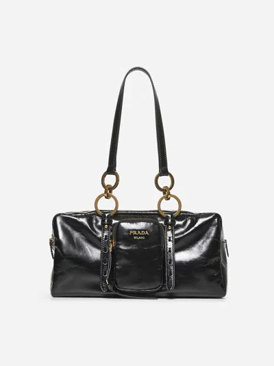 PRADA BLACK PRADA DANGLE MEDIUM BOWLING BAG