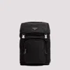 Prada Nylon Backpack With Adjustable Straps And Pockets In Black
