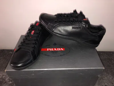 Pre-owned Prada Black  Sneakers Spazzolato 4e2439 Size 5 Uk = 38.5 550€