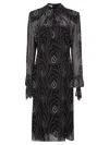 Prada Printed Silk Blend Dress Collar Detail In Black