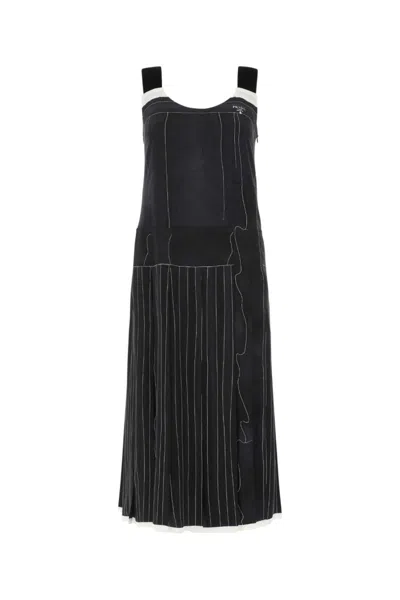 PRADA BLACK PRINTED SILK DRESS