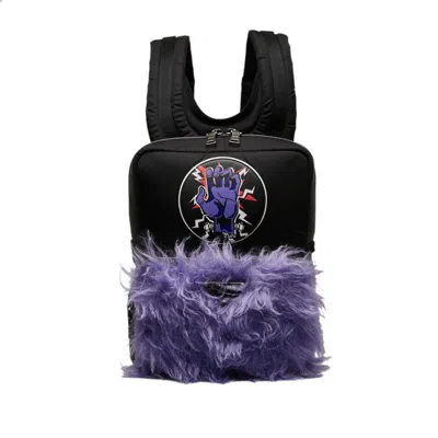 Pre-owned Prada Black Purple Nylon Fur Backpack ()
