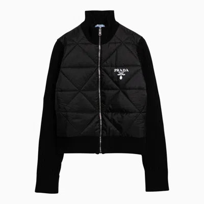 Prada Black Quilted Jacket With Logo Women