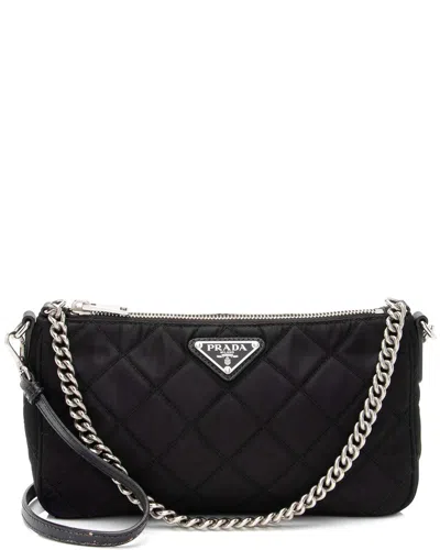 Prada Black Quilted Tessuto Impuntu Crossbody (authentic Pre-loved)