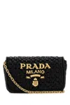 PRADA BLACK RAFFIA CROSSBODY BAG