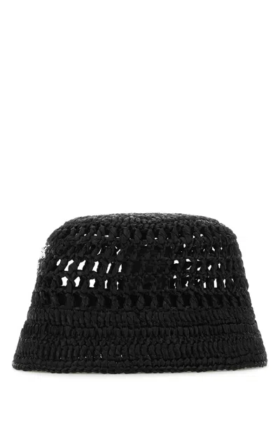 Prada Black Raffia Hat