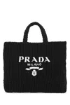 Prada Women Black Raffia Shopping Bag In Black