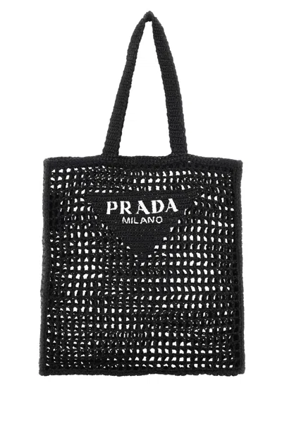 Prada Logo Handbag In Black