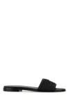 Prada Black Raffia Slippers In Black