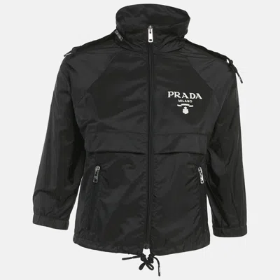 Pre-owned Prada Black Re- Nylon Hooded Rain Jacket S