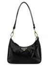 Prada Fabric Re-edition Shoulder Bag With Sequin Embellishment In Black