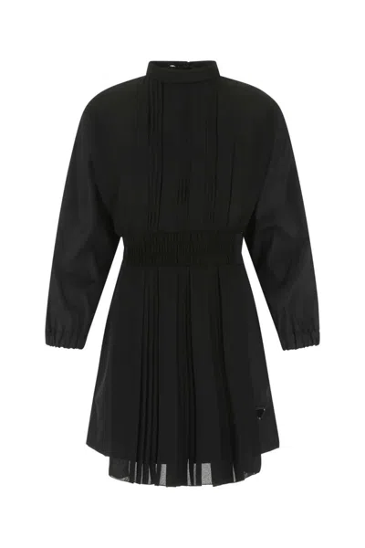 PRADA BLACK RE-NYLON AND CREPE JUMPSUIT