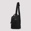 Prada Logo Re-nylon And Saffiano Leather Backpack In Black