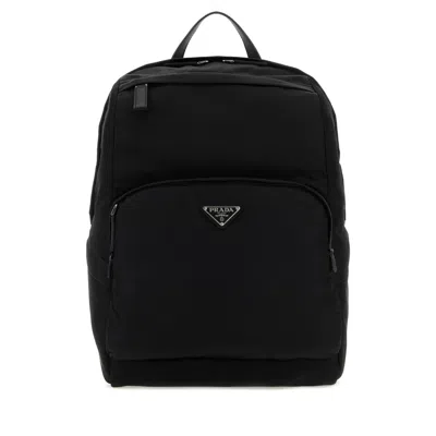 Prada Black Re-nylon And Leather Backpack