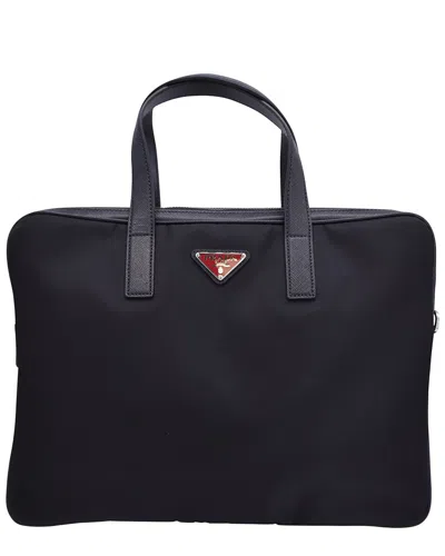 Prada Black Re-nylon & Leather Briefcase (authentic Pre-loved)
