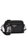 Prada Black Re-nylon And Leather Crossbody Bag