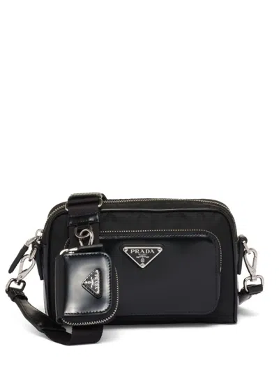 Prada Black Re-nylon And Leather Crossbody Bag