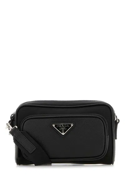 Prada Black Re-nylon And Leather Crossbody Bag