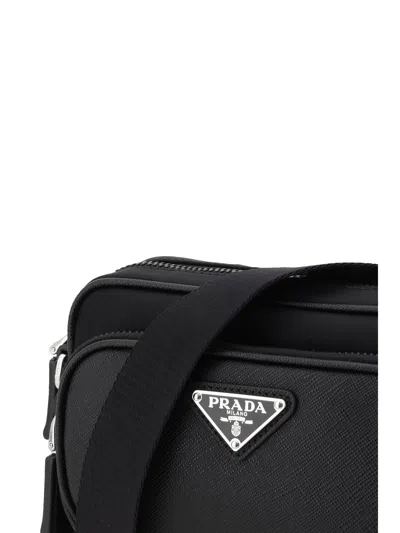 Prada Black Re-nylon And Leather Crossbody Bag