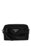 PRADA BLACK RE-NYLON AND LEATHER CROSSBODY BAG