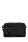 Prada Black Re-nylon And Leather Crossbody Bag In White