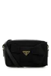 Prada Black Re-nylon And Nappa Leather Mini Crossbody Bag In Black