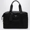 Prada Re-nylon And Saffiano Leather Duffle Bag In Black