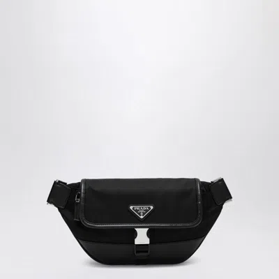 PRADA PRADA  BLACK RE-NYLON AND SAFFIANO SHOULDER BAG