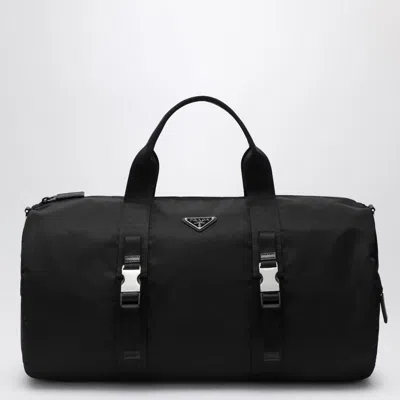 PRADA PRADA  BLACK RE-NYLON AND SAFFIANO TRAVEL BAG