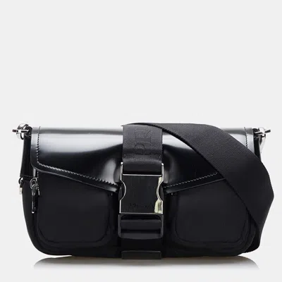 Pre-owned Prada Black Re-nylon & Spazzolato Pocket Crossbody