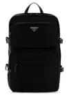 Prada Nylon Backpack With Top Handle And Front Zip In Black