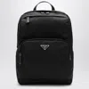 Prada Re-nylon Triangle Logo Backpack In Black