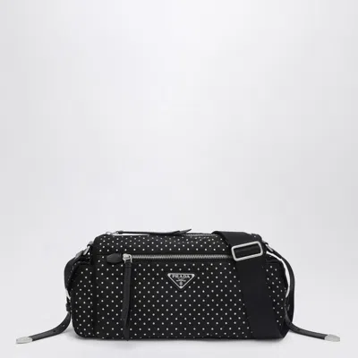 Prada Black Re-nylon Bag With Studs In Red