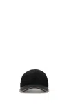 Prada Renylon Baseball Cap Curved Brim Design In Black