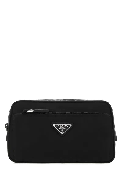 Prada Black Re-nylon Belt Bag In Nero