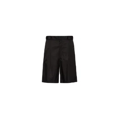 Prada Black Re-nylon Bermuda Shorts With Logo
