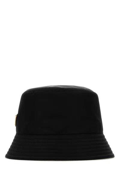 Prada Logo-embellished Shell Bucket Hat In Black